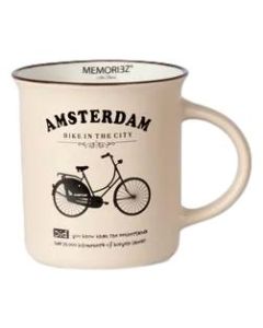 Mok Memoriez - Amsterdamse Fietsen - Mat Zandkleur, Groot