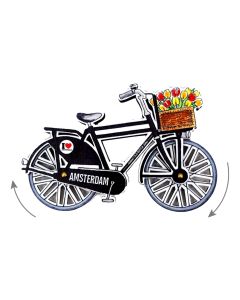 Magneet Amsterdam fiets zwart draaiende wielen