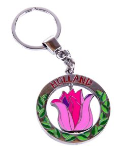 Sleutelhanger spinner tulp Holland - roze