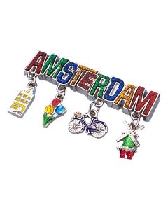 Magneet metaal bedels kleur Amsterdam – shiny zilver