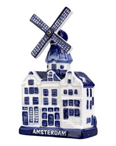 Stellingmolen Amsterdam -  Delfts Blauw in doosje , 15 cm