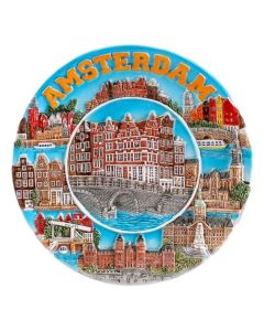 Wandbord Amsterdamse grachtenhuisjes, 20 cm (groot)