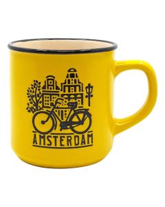Mok Amsterdam fiets geel - klein