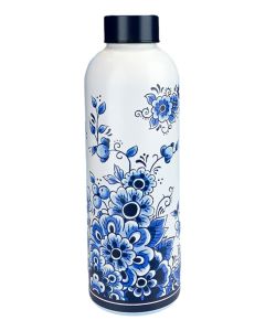 Waterfles Bloemen Delftsblauw 500ml