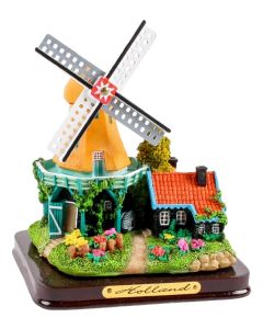 Souvenir Stellingmolen en huisje 9 cm - geel