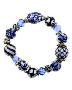 Armband Delfts Blauw met Geslepen Kralen