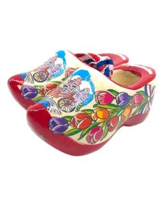 Set houten klompjes Amsterdam 6 cm, Rode Zool