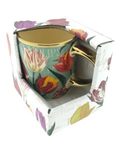 Beker Pretty Tulips groen/goud groot