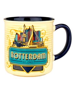 Beker vintage skyline klein Rotterdam – blauw - Klein