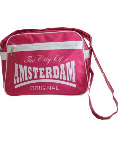 Sport- en schoudertas  Shiny Amsterdam roze/wit, van robin ruth