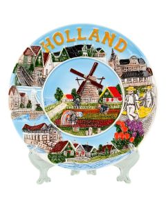 Wandbord Molen en Hollands Landschap - 20 cm (groot)
