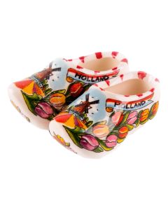 Magneet keramiek klomppaar tulpenprint 5 cm