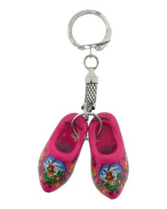Sleutelhanger 2 Cyclaam houten klompjes 