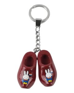 Twee rode sleutelhanger klompjes "Nijntje in Boerenkiel" , 4cm