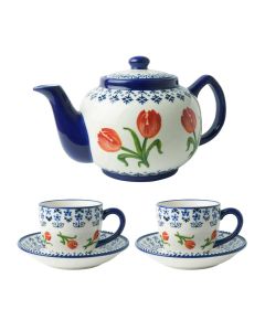 Theepot Oranje Tulp set - 3-delig - Keramiek