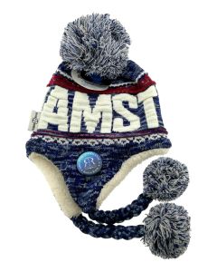 Flapmuts met Pompon "Amsterdam, Blauw"