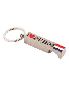 Sleutelhanger opener I love Amsterdam zilver