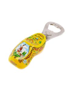 Houten klomp flesopener geel, 8 cm 