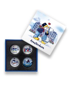 Glasmagneten Cadeaudoosje "Kussend Paar"