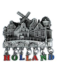 Magneet Metaal Holland met Glitter Letters