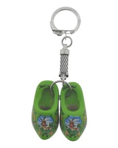 Sleutelhanger 2 Groene houten klompjes