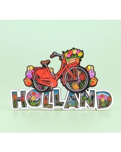 Magneet MDF/Epoxy Holland Comic - Fiets