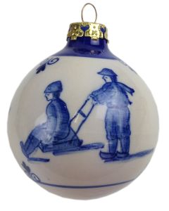 Kerstbal Delfts blauw Kinderspel slee