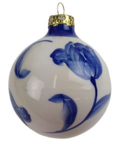 Kerstbal  Tulp delfts blauw