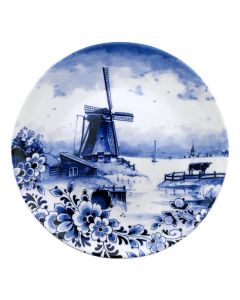 Wandbord "molenlandschap met bloemen", 20 cm