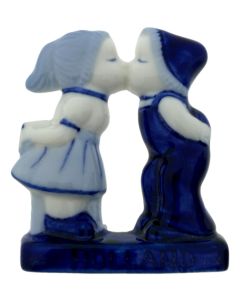 Koelkastmagneet kussend paar Delfts blauw