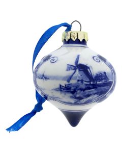 Kerstbal Landschap Blauw