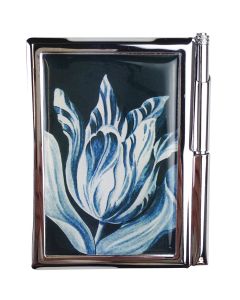 Notitieblokje Tulp in metalen kaft. In doosje.