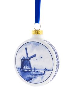Kerstbal Plat Molen 6 cm