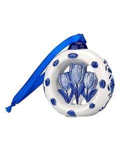 Kerstornament Ring met tulpen - Delfts blauw
