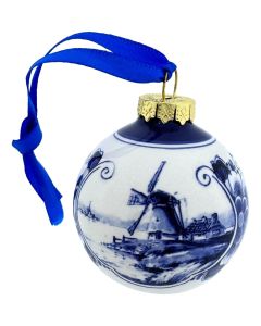 Kerstbal Landschap Blauw 5 cm