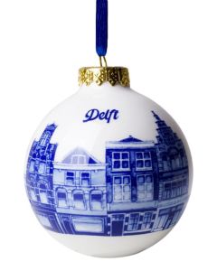 Kerstbal Grachtenpandjes Delft , 6 cm 