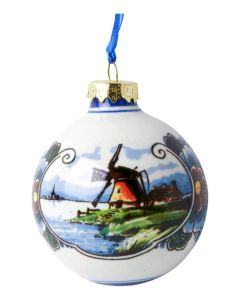 Kerstbal "Molenlandschap" - Kleur - 7 cm 