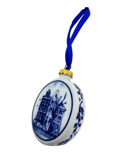 Kerstbal Plat Amsterdamse Huisjes 6 cm