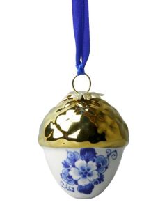 Kersthanger "Nootje" met gouden dop