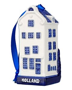 Kersthanger keramiek tuitgevel - Delfts blauw