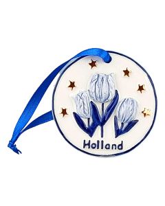 Kerstornament Munt met tulpen - blauw/goud