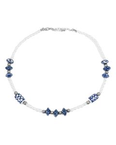 Ketting Delfts Blauw met Parels