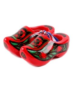Set houten klompjes 8cm, Rood/Goud