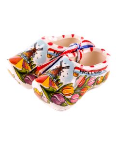 Klomppaar keramiek tulpenprint 7 cm - multicolor