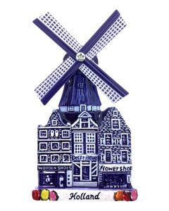 Windmolen Magneet Keramiek Delfts Blauw