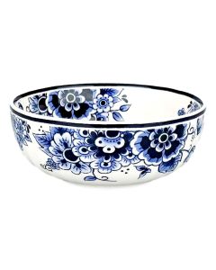 Keramieken Kom - Delfts Blauw Stijl - Bloemenmotief (Ø 12 cm)