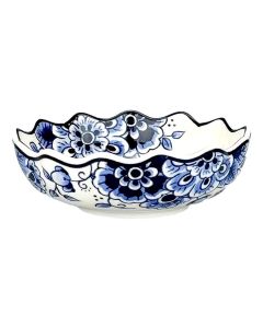 Keramieken Kom - Delfts Blauw Stijl - Geschulpt (Ø 10 cm)