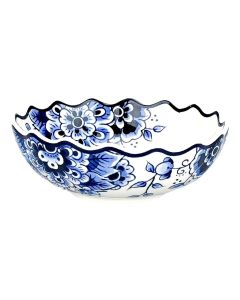 Keramieken Kom Geschulpt - Delfts Blauw Motief - 12,5 cm