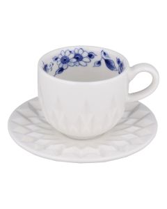 Espressokopje en schotel Blauw Vouw 70 ml