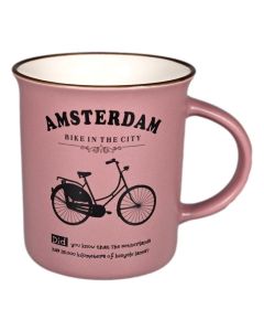 Mok Memoriez - Amsterdamse Fietsen - Mat Koraalroze, Groot